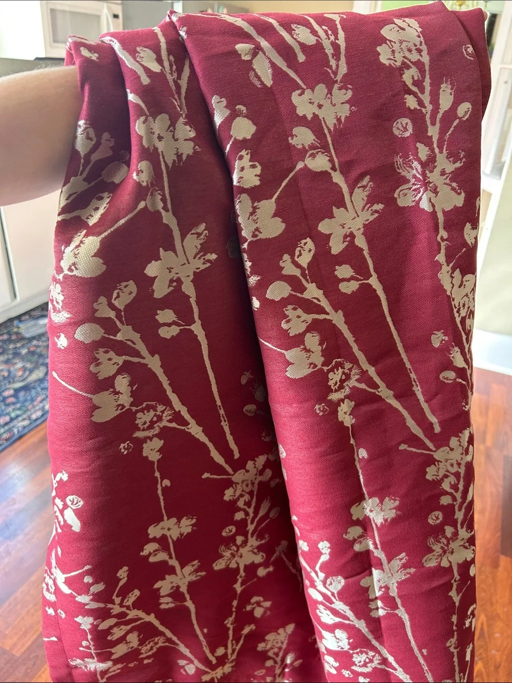 Floral Grommet Room Darkening Curtain - Cardinal Red